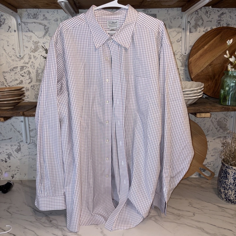 LL Bean Traditional Fit Men's Plaid 100% Cotton Button Down Shirt 18-37